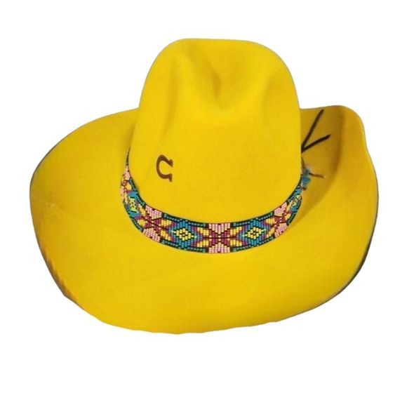 CHARLIE 1 HORSE "Gold Digger" Wool Felt Hat with Beaded Band Silver Concho Large - Picture 8 of 14